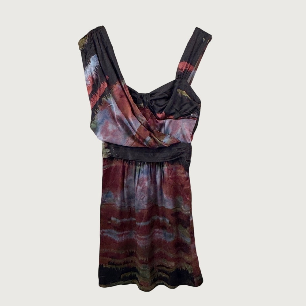 Plenty by Tracy Reese Mini Dress Womens XS Multicolor Silk Boho Artsy Cocktail